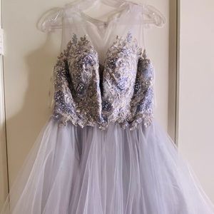 Gray and Light Purple Short Dress